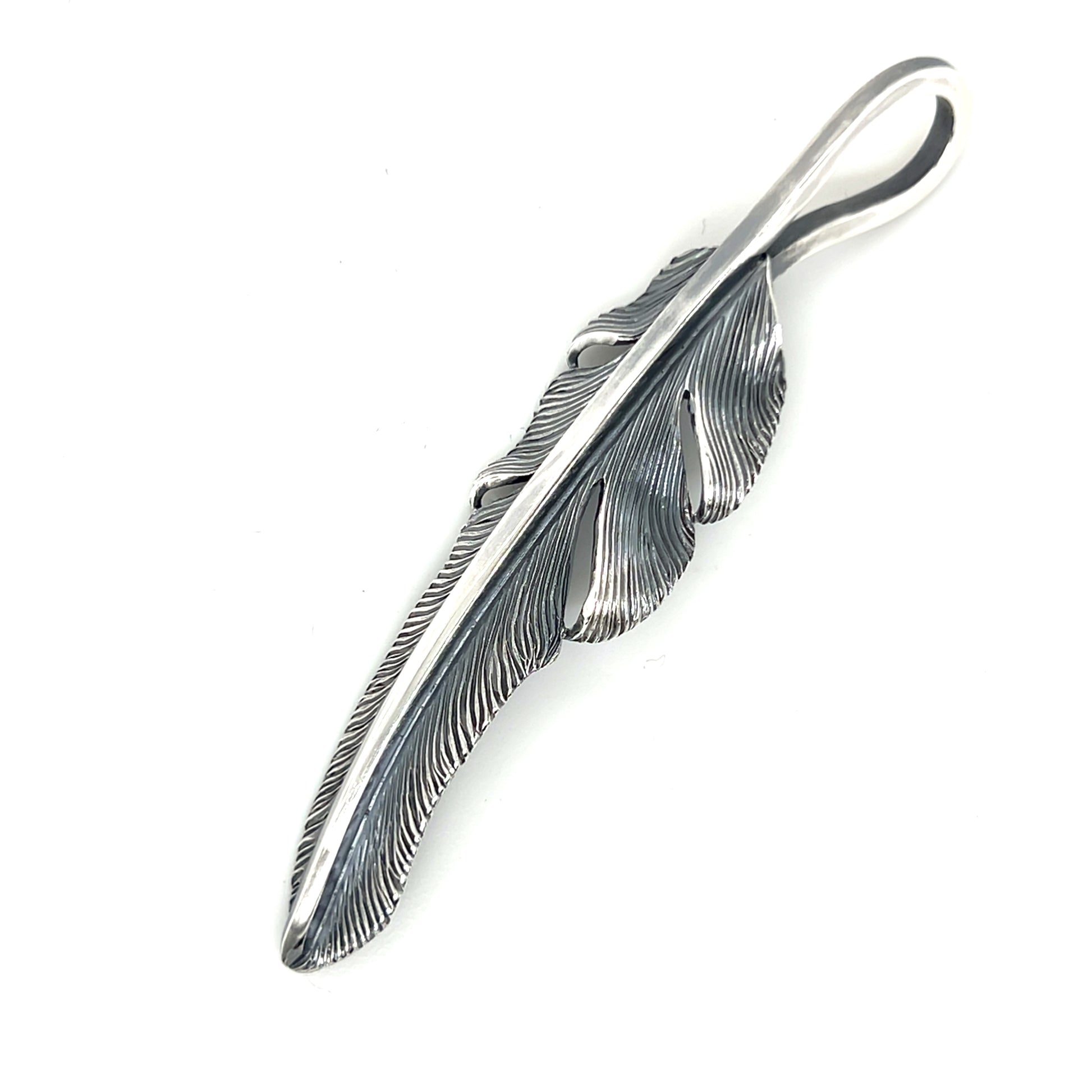 Jack Hsu Studio 2025 Summer Collection - Courage | Repousse Feather Long Pendant Necklace